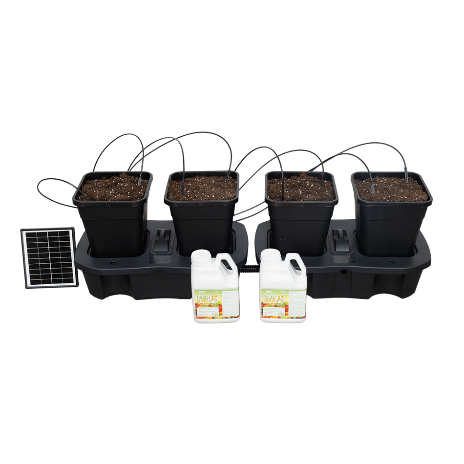 Solar Quadgrow Self-Watering Planter incl. Nutrigold Plant Feed (4 Pots)